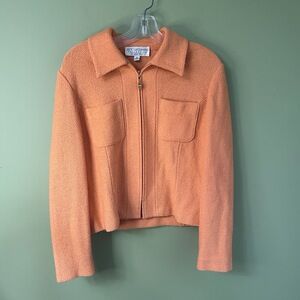 St John Collection By Marie Gray Jacket Womens Size 8 Orange Full Zip Wool Retro
